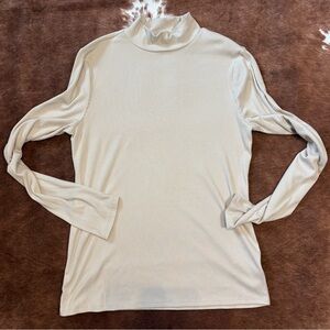 No Boundaries Cream Long Sleeve Fitted Mandarin Collar Tee